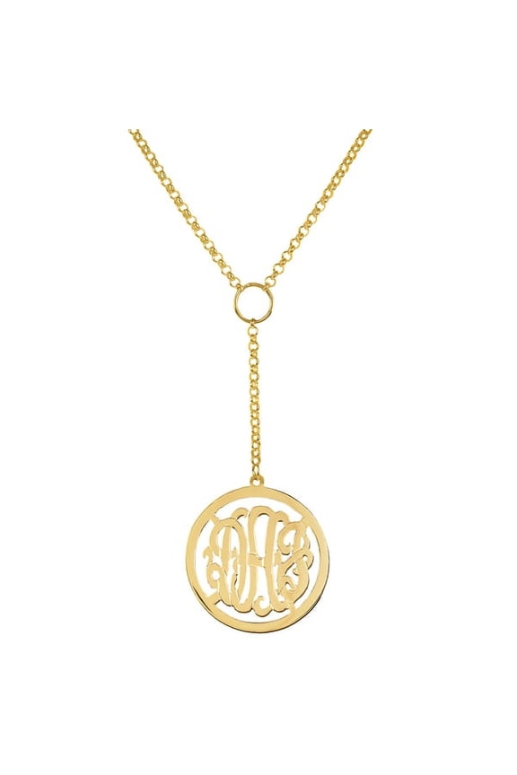 Personalized Drop Monogram Pendant in Sterling Silver or 14K Gold-Plated Sterling Silver