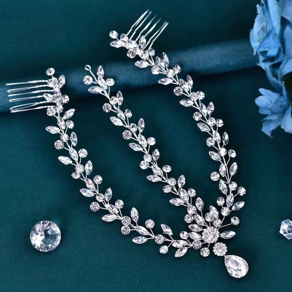 Personalized Drop-Shaped Rhinestone Headband - Elegant Hand-Woven Hair Accessory for Brides and Photoshoots