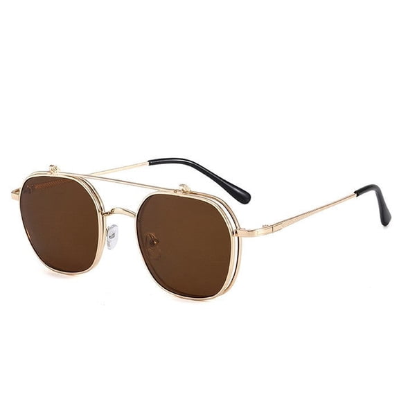 Personalized Dual-Layer Flip Sunglasses with Metal Frame and PC Lens, Double-Sided Design for Versatile Style and Eye Protection