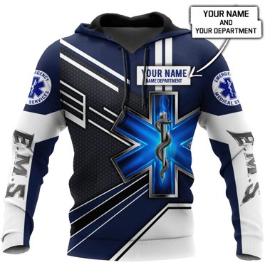 EMS Pride: Silver Reflective Hoodie – Navy Blue, Men's Pullover, Customizable