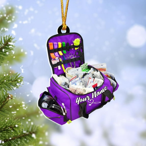 Personalized EMS EMT Paramedic Christmas Ornament 2025, Custom EMS, EMT Uniforms Ornament, Medical Christmas Ornaments, EMS Star of Life EMT Paramedic Ornaments (NEMS 2) - 3787 (Purple)