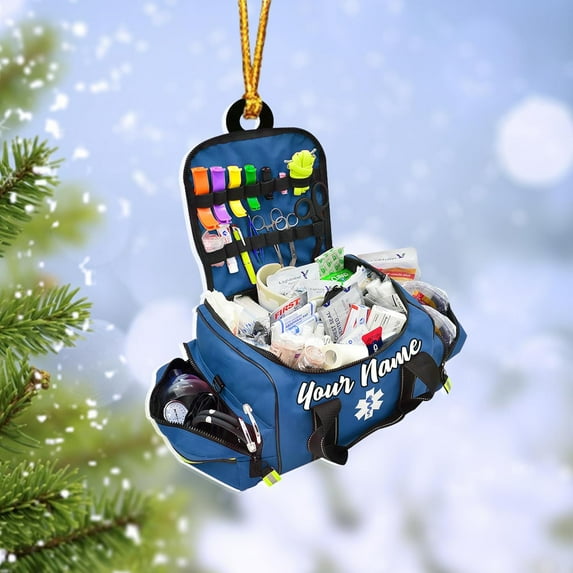 Personalized EMS EMT Paramedic Christmas Ornament 2025, Custom EMS, EMT Uniforms Ornament, Medical Christmas Ornaments, EMS Star of Life EMT Paramedic Ornaments (NEMS 2) - 3787 (Blue)