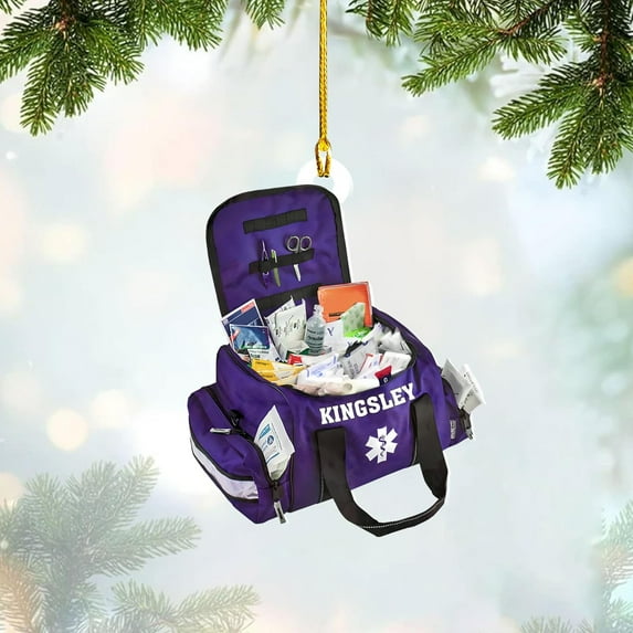 Personalized EMS EMT Paramedic Christmas Ornament 2025, Custom EMS, EMT Uniforms Ornament, Paramedic Ornament for Doctor, Gifts for Doctor Surgery Medical Ornaments (Acrylic, Style 1) - 3583 (Purple)