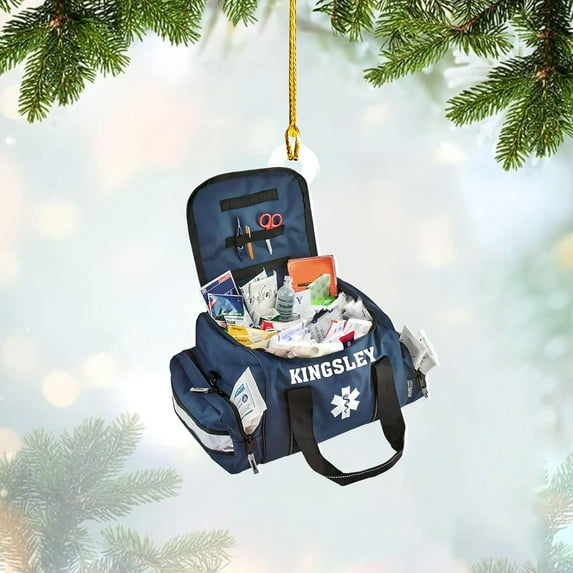 Personalized EMS EMT Paramedic Christmas Ornament 2025, Custom EMS, EMT Uniforms Ornament, Paramedic Ornament for Doctor, Gifts for Doctor Surgery Medical Ornaments (Acrylic, Style 1) - 3583 (Blue)