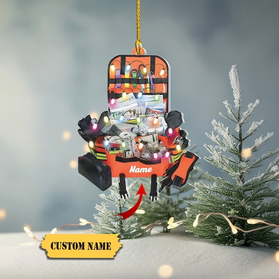 Personalized EMT EMS Bag Christmas Light Ornament, Custom Car Ornament, Ornament Decoration, Ornament For Gift, Ornament Christmas, Christmas tree decoration--Please message us your custom name