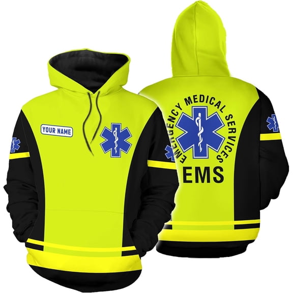 Personalized EMT Hoodie EMS Sweatshirt Custom EMS Zip Hoodie Paramedic Uniform Emergency Medical Technician Shirts (Hoodie, S)