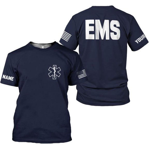 Personalized EMT Hoodie EMS Sweatshirt Custom EMS Zip Hoodie Paramedic Uniform Emergency Medical Technician Shirts (T-shirt, 3XL)