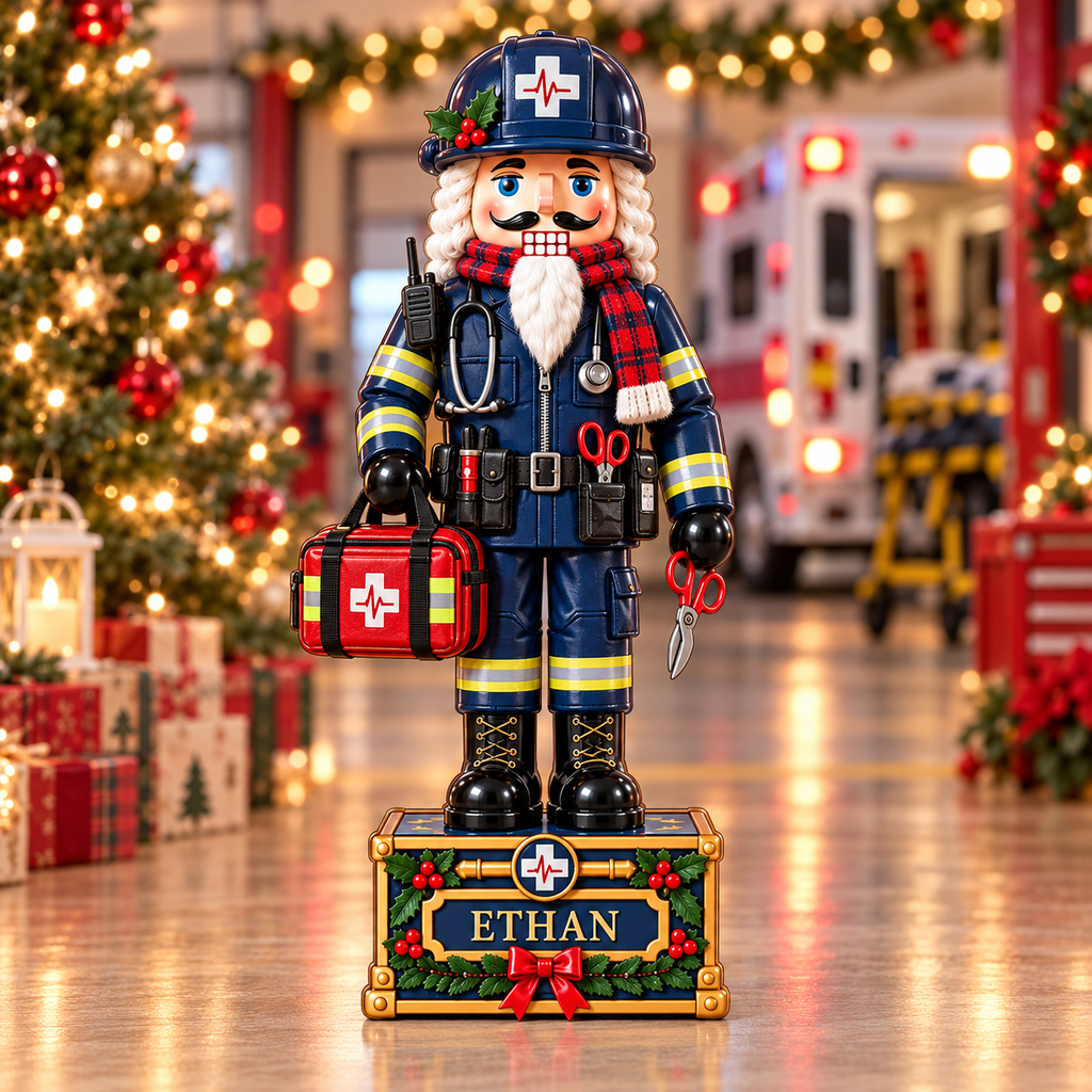 Personalized EMT Nutcracker Wooden Block 3 Layer Christmas Shelf Decor ...