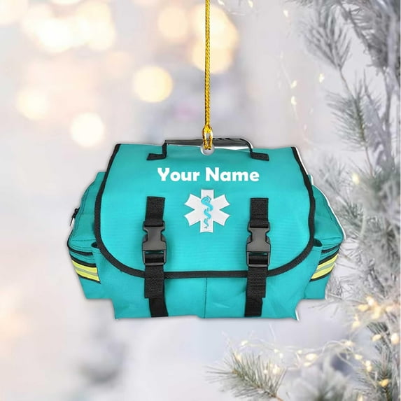Personalized EMT Ornament, Paramedic EMS EMT Ornaments for Christmas Tree 2023, Medical Profession Gifts, Custom EMS, EMT Uniforms Ornament Surgery Medical Hanging Ornament (EM10) (Cyan)