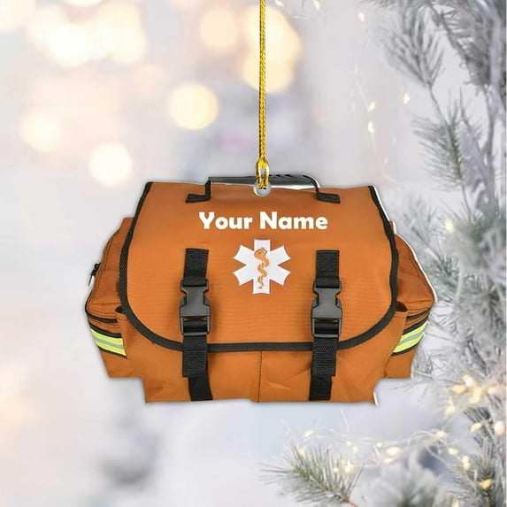 Personalized EMT Ornament, Paramedic EMS EMT Ornaments for Christmas Tree 2023, Medical Profession Gifts, Custom EMS, EMT Uniforms Ornament Surgery Medical Hanging Ornament (EM10) (Orange)