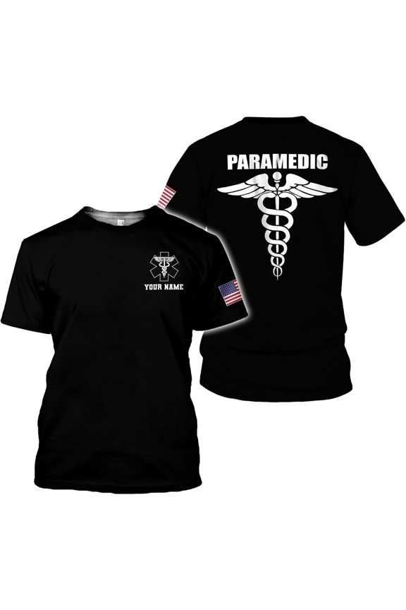 Personalized EMT Shirt, EMS Shirt, Customized EMS Shirts,EMT Paramedic Uniform Emergency Medical Technician Shirts (Black, XL)