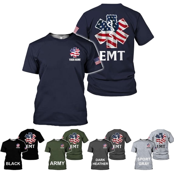 Personalized EMT Shirt, EMS Shirt, Customized EMS Shirts,EMT Paramedic Uniform Emergency Medical Technician Shirts (DefaultTitle, 2XL)