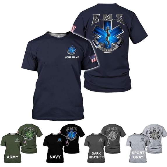 Personalized EMT Shirt, EMS Shirt, Customized EMS Shirts,EMT Paramedic Uniform Emergency Medical Technician Shirts (DefaultTitle, M)