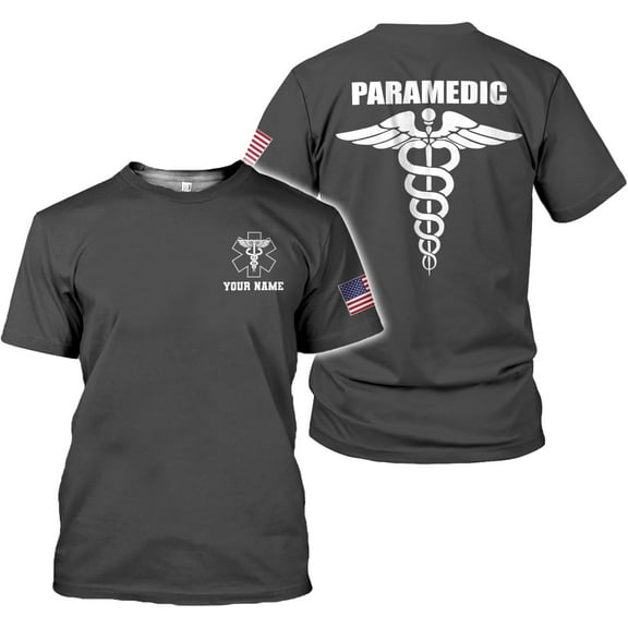 Personalized EMT Shirt, EMS Shirt, Customized EMS Shirts,EMT Paramedic Uniform Emergency Medical Technician Shirts (Grey, S)