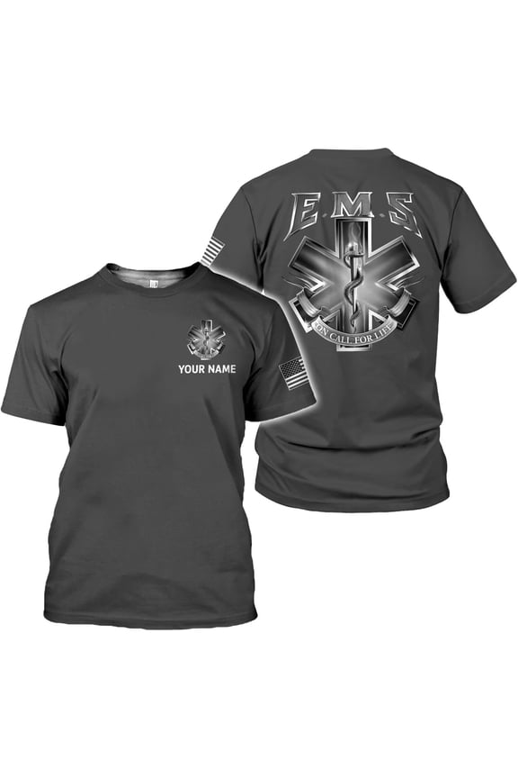 Personalized EMT Shirt, EMS Shirt, Customized EMS Shirts,EMT Paramedic Uniform Emergency Medical Technician Shirts (Grey, S)