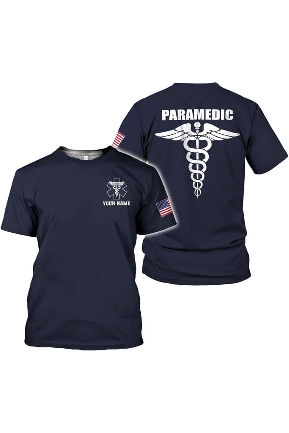 Personalized EMT Shirt, EMS Shirt, Customized EMS Shirts,EMT Paramedic Uniform Emergency Medical Technician Shirts (Navy, S)