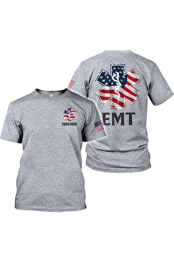 Personalized EMT Shirt, EMS Shirt, Customized EMS Shirts,EMT Paramedic Uniform Emergency Medical Technician Shirts (SportGrey, 4XL)