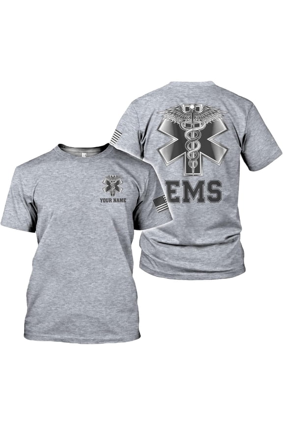 Personalized EMT Shirt, EMS Shirt, Customized EMS Shirts,EMT Paramedic Uniform Emergency Medical Technician Shirts (SportGrey, 5XL)