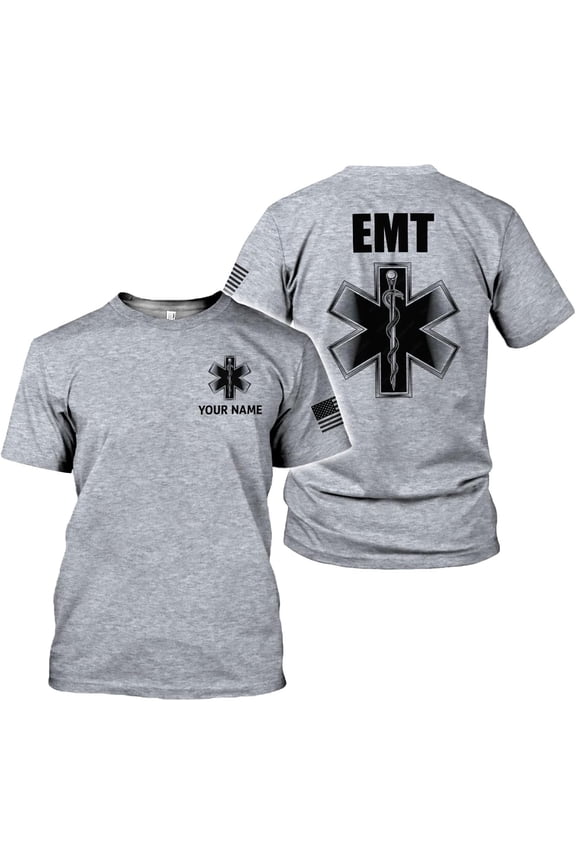 Personalized EMT Shirt, EMS Shirt, Customized EMS Shirts,EMT Paramedic Uniform Emergency Medical Technician Shirts (White, S)