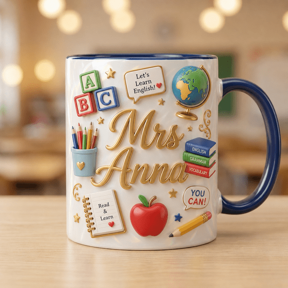 Personalized ESL Teacher Mug Custom Name Back to School Coffee Cup Gift