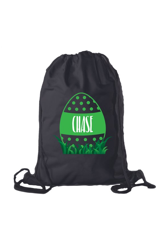 Personalized Easter Basket Bags, Cotton Drawstring Backpacks Custom Easter Bags - Dots Egg