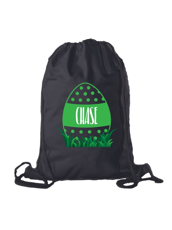 Personalized Easter Basket Bags, Cotton Drawstring Backpacks Custom Easter Bags - Dots Egg