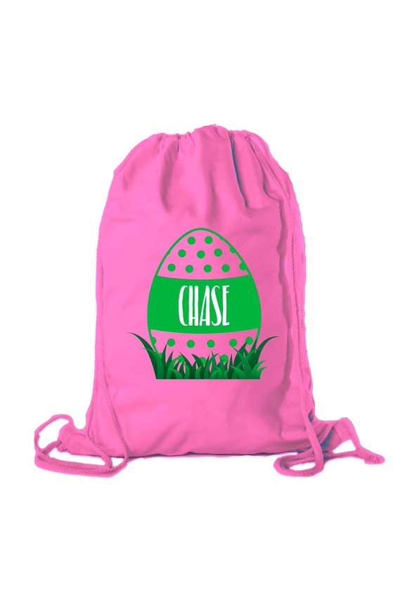 Personalized Easter Basket Bags, Cotton Drawstring Backpacks Custom Easter Bags - Dots Egg