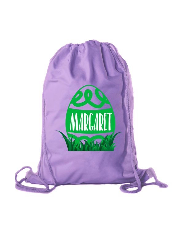 Personalized Easter Basket Bags, Cotton Drawstring Backpacks Custom Easter Bags - Swirly Egg