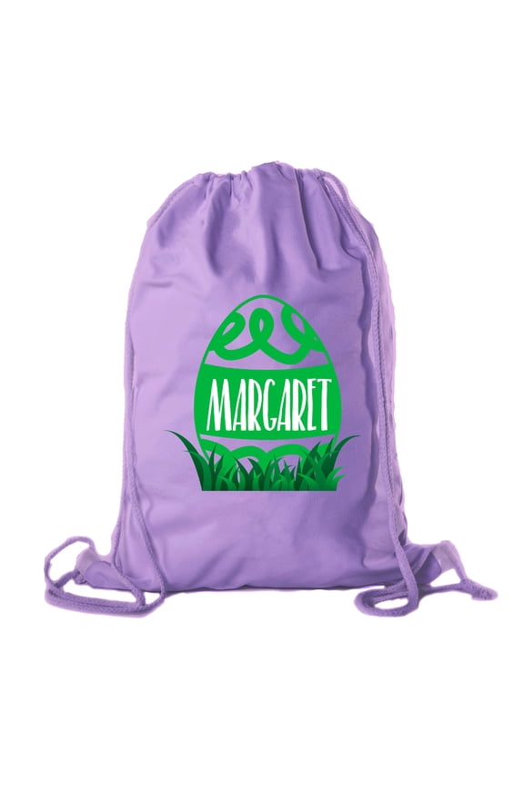 Personalized Easter Basket Bags, Cotton Drawstring Backpacks Custom Easter Bags - Swirly Egg