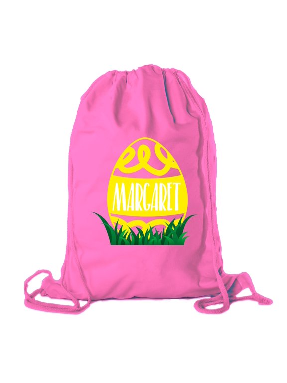Personalized Easter Basket Bags, Cotton Drawstring Backpacks Custom Easter Bags - Swirly Egg