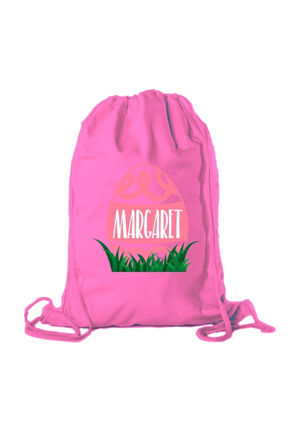 Personalized Easter Basket Bags, Cotton Drawstring Backpacks Custom Easter Bags - Swirly Egg