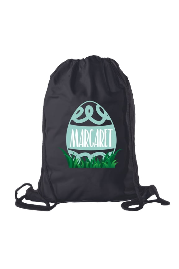 Personalized Easter Basket Bags, Cotton Drawstring Backpacks Custom Easter Bags - Swirly Egg