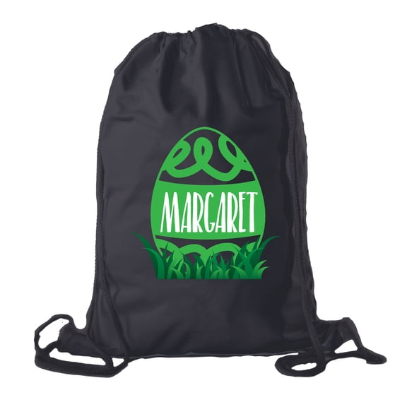Personalized Easter Basket Bags, Cotton Drawstring Backpacks Custom Easter Bags - Swirly Egg