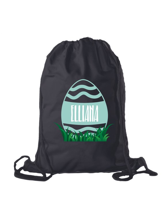 Personalized Easter Basket Bags, Cotton Drawstring Backpacks Custom Easter Bags - Wavy Lines Egg