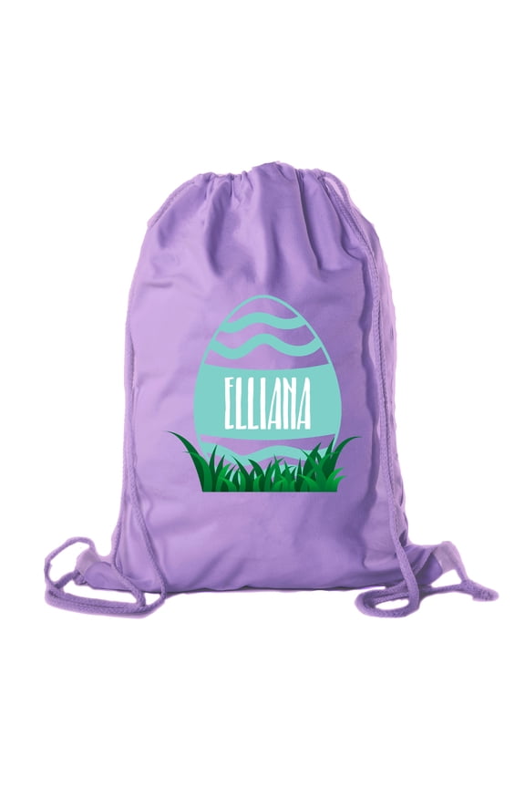 Personalized Easter Basket Bags, Cotton Drawstring Backpacks Custom Easter Bags - Wavy Lines Egg