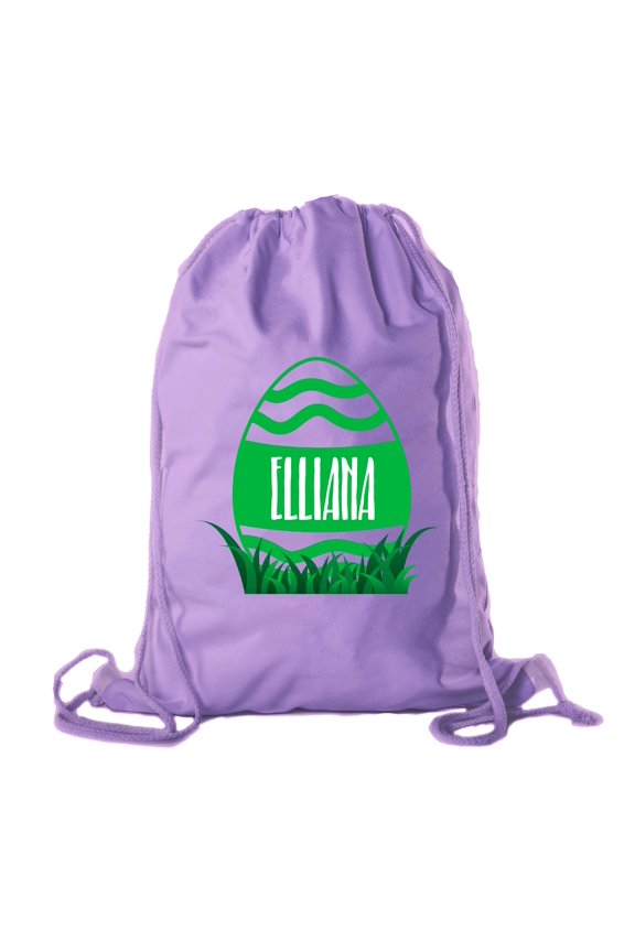 Personalized Easter Basket Bags, Cotton Drawstring Backpacks Custom Easter Bags - Wavy Lines Egg