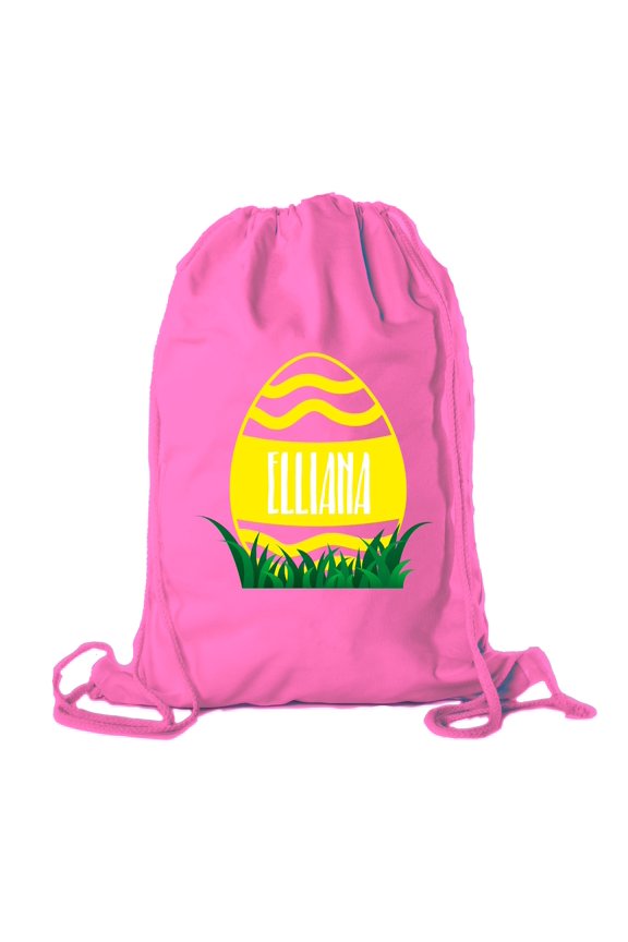 Personalized Easter Basket Bags, Cotton Drawstring Backpacks Custom Easter Bags - Wavy Lines Egg