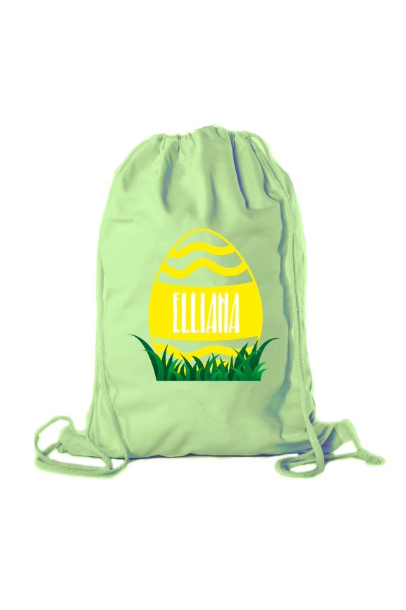 Personalized Easter Basket Bags, Cotton Drawstring Backpacks Custom Easter Bags - Wavy Lines Egg