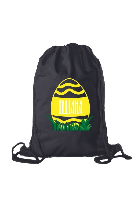 Personalized Easter Basket Bags, Cotton Drawstring Backpacks Custom Easter Bags - Wavy Lines Egg