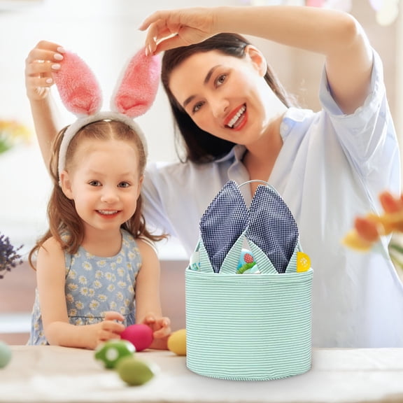 Personalized Easter Basket, Custom Name Easter Egg Hunting Bag, Foldable Easter Tote Bucket, Holiday Gift & Party Decor for Home