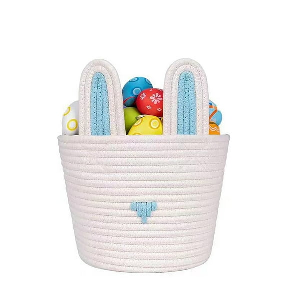 Personalized Easter Basket for Kids with Wooden Name Card - Handcrafted Cotton Rope Basket for Easter Eggs, Gifts, and Room Decor
