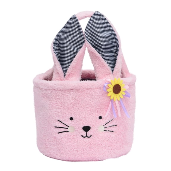 Personalized Easter Baskets, Custom Easter Bunny Basket, Easter Egg Hunt Bags,Cute Rabbit Buckets for Easter Eggs, Easter Gifts - (Pink)