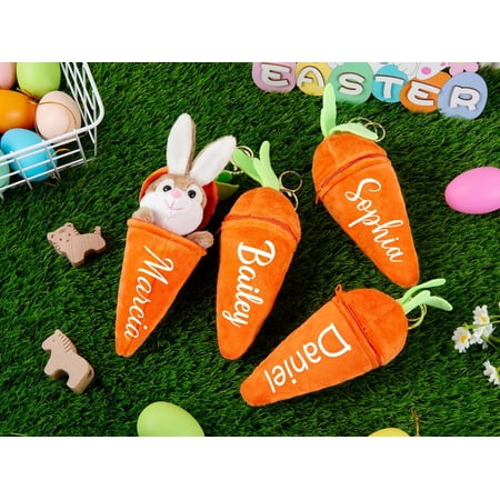 Personalized Easter Bunny Rabbit - Custom Name Embroidery - Reversible Carrot Design - Spring Gift