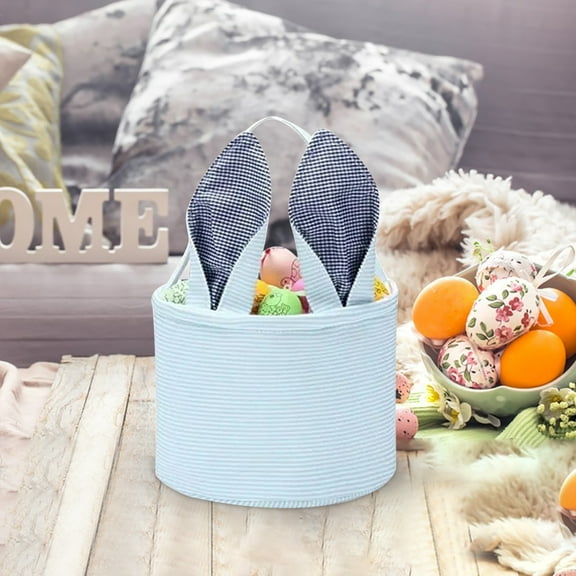 Personalized Easter Bunny Tote Basket - Cute Bunny Ear Hand Bucket for Egg Hunts, Candy, and Party Decoration