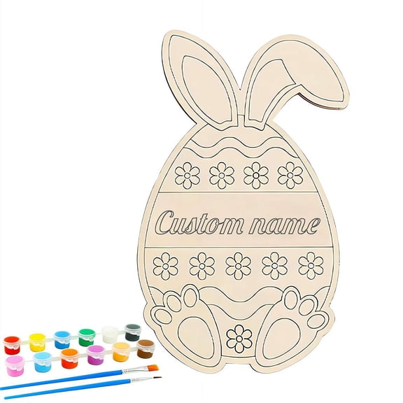 Personalized Easter Egg Paint Kit with Name, Custom DIY Wooden Painting Craft Set for Kids, Activity Game for Adults, Engraved Name on Easter Egg