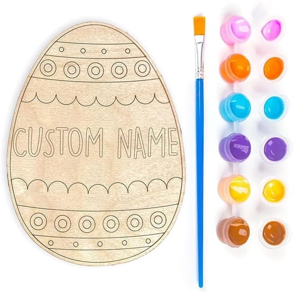 Personalized Easter Egg Painting Kit,Custom Wooden Egg with Kids Name,DIY Easter Craft Set for Basket Stuffers, Gift for Family or Grandchilds,Holiday Party Decoration (Set of 5 Egg)