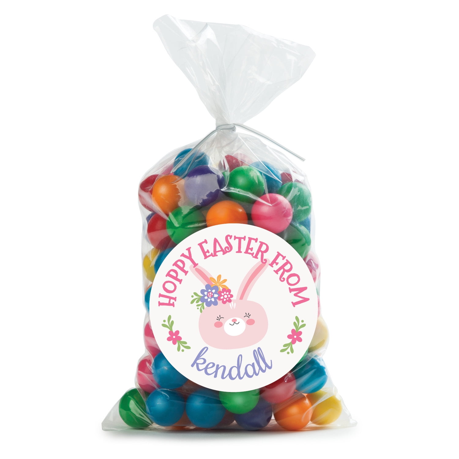 Personalized Easter Stickers and Treat Bag Set for Girls with Custom Printed Name, 24-pack