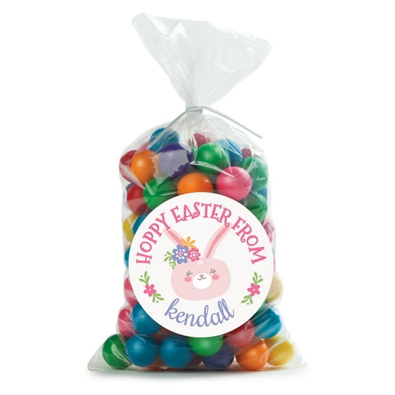 Personalized Easter Stickers and Treat Bag Set for Girls with Custom Printed Name, 24-pack