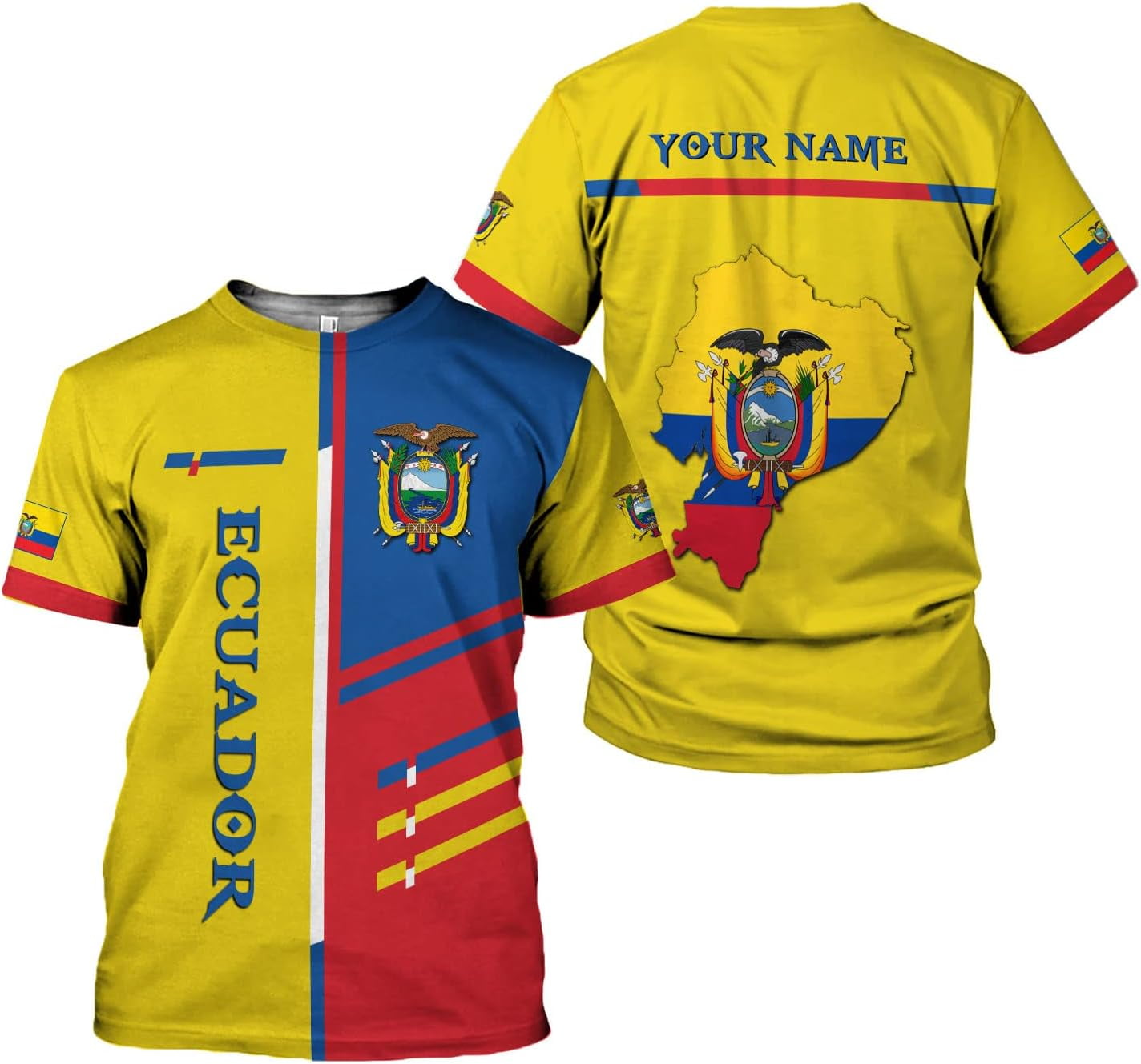 Personalized Ecuador Shirts Ecuador Coat of Arms Flag 3D Shirts Ecuador ...