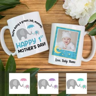 Personalized Elephant Happy 1st Mother Day Mug